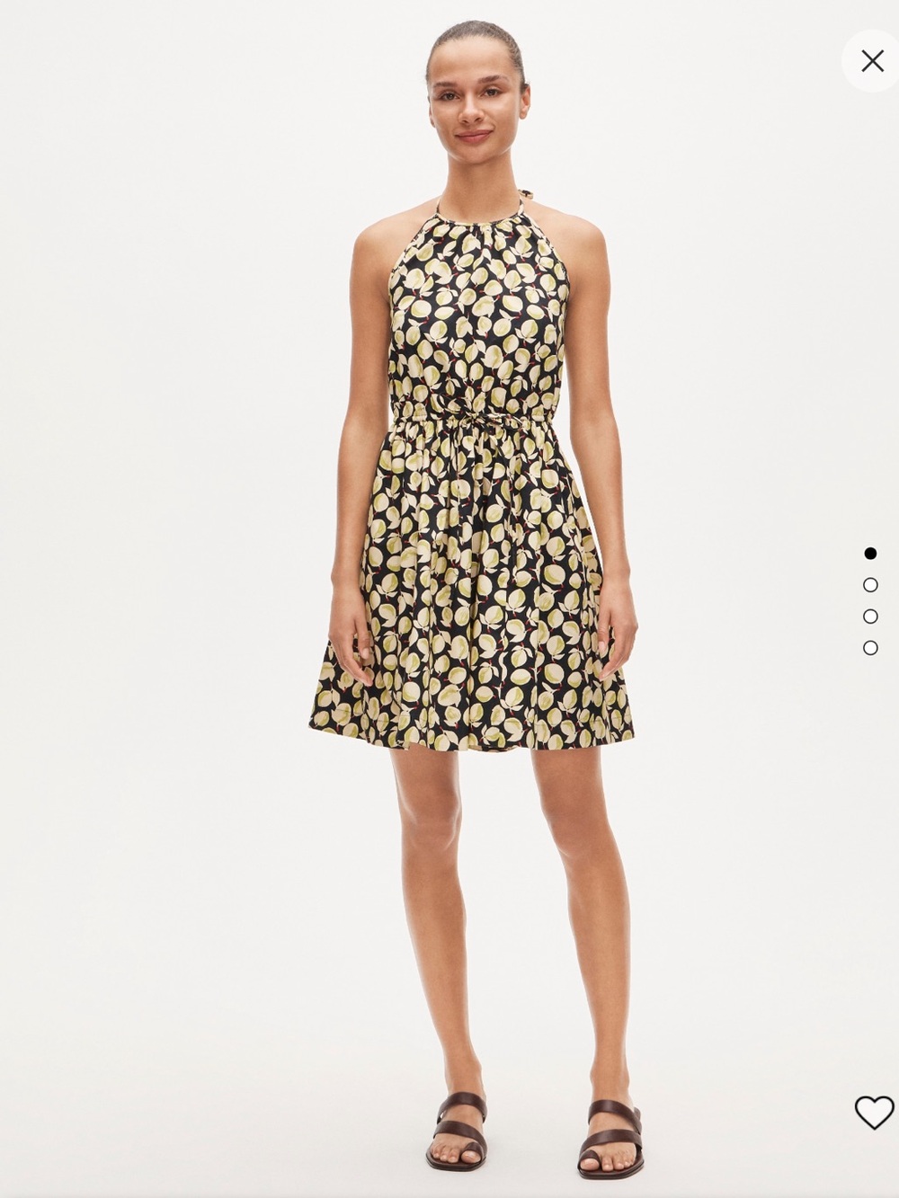 J. Crew Lemon-Print Halter Dress - Black & Yellow